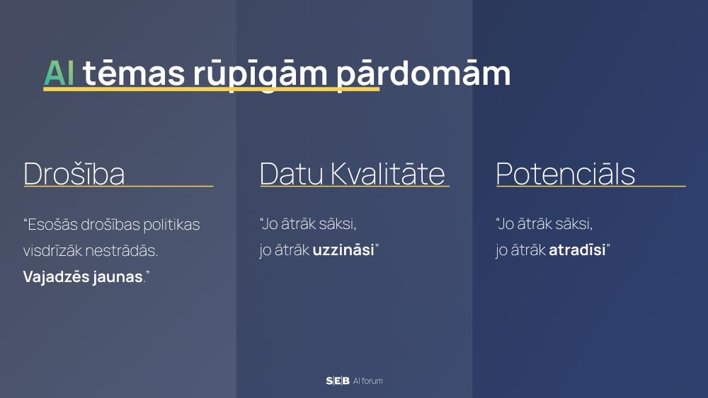 2023. gada SEB CFO Forum slaids par drošību, datu kvalitāti un potenciālu